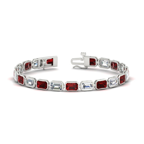 Emerald Cut Diamond Bezel Tennis Bracelet 10.50 Carat