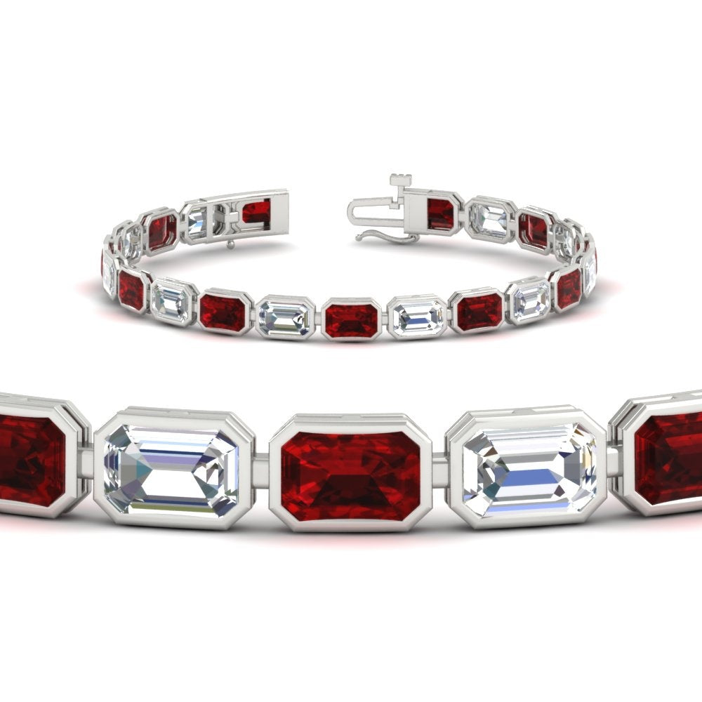 Emerald Cut Diamond Bezel Tennis Bracelet 10.50 Carat
