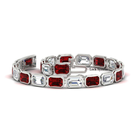 Emerald Cut Diamond Bezel Tennis Bracelet 10.50 Carat