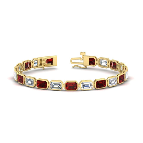 Emerald Cut Diamond Bezel Tennis Bracelet 10.50 Carat