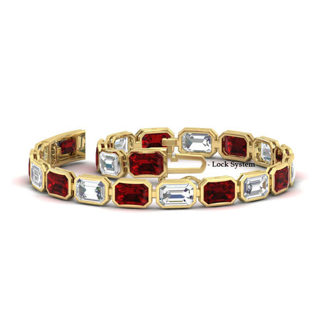 Emerald Cut Diamond Bezel Tennis Bracelet 10.50 Carat