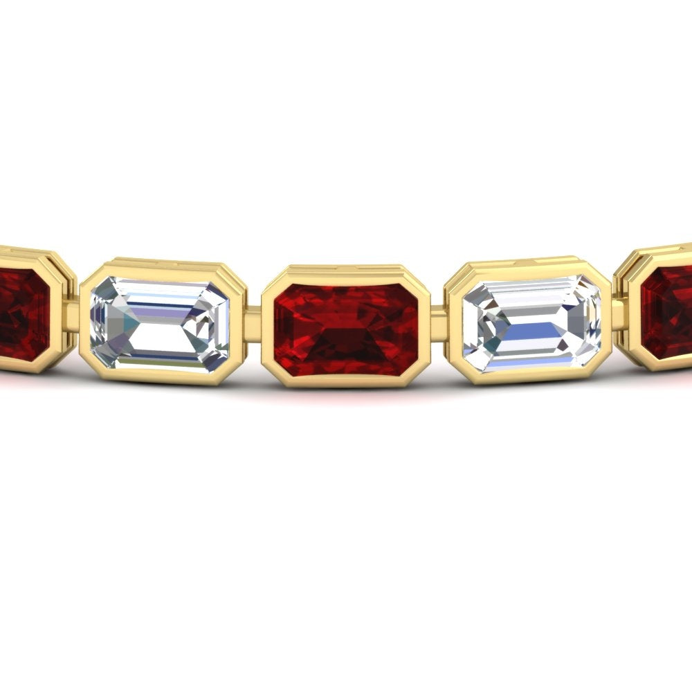 Emerald Cut Diamond Bezel Tennis Bracelet 10.50 Carat