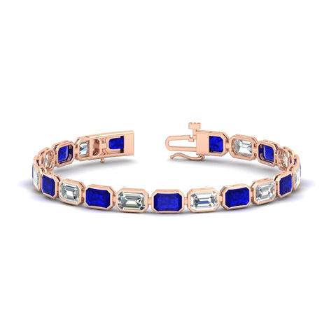 Emerald Cut Diamond Bezel Tennis Bracelet 10.50 Carat