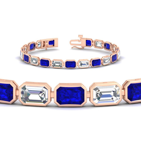 Emerald Cut Diamond Bezel Tennis Bracelet 10.50 Carat