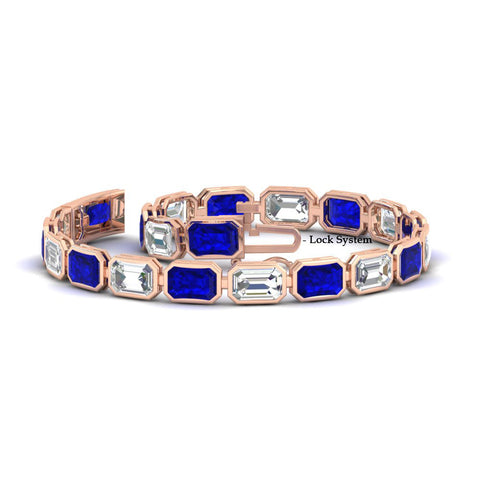Emerald Cut Diamond Bezel Tennis Bracelet 10.50 Carat