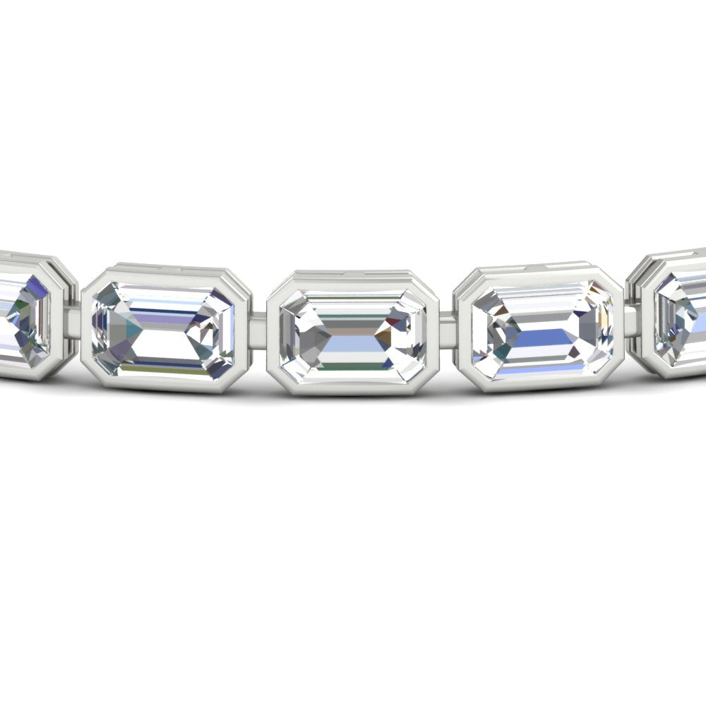 Emerald Cut Diamond Bezel Tennis Bracelet 10.50 Carat