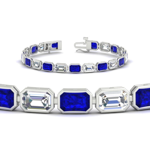Emerald Cut Diamond Bezel Tennis Bracelet 10.50 Carat