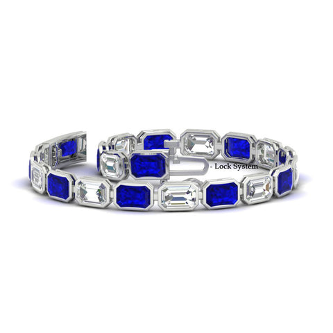 Emerald Cut Diamond Bezel Tennis Bracelet 10.50 Carat