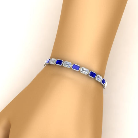 Emerald Cut Diamond Bezel Tennis Bracelet 10.50 Carat