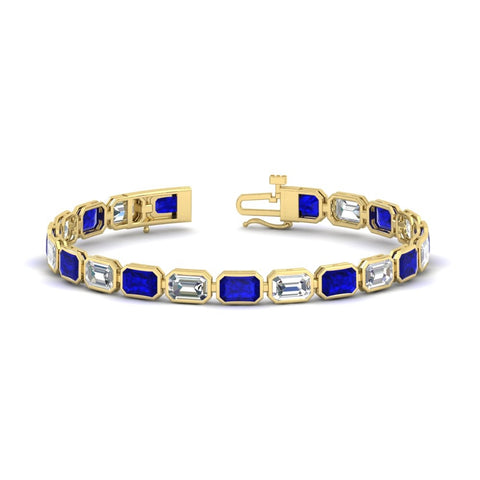 Emerald Cut Diamond Bezel Tennis Bracelet 10.50 Carat