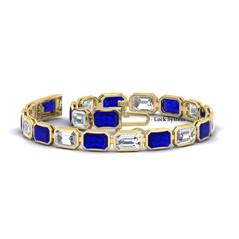 Emerald Cut Diamond Bezel Tennis Bracelet 10.50 Carat