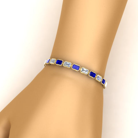 Emerald Cut Diamond Bezel Tennis Bracelet 10.50 Carat