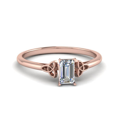 Emerald Cut Celtic Solitaire Engagement Ring