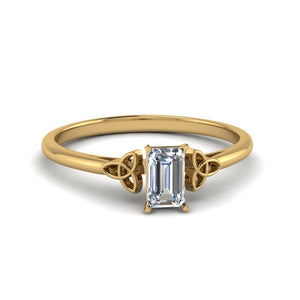 Emerald Cut Celtic Solitaire Engagement Ring
