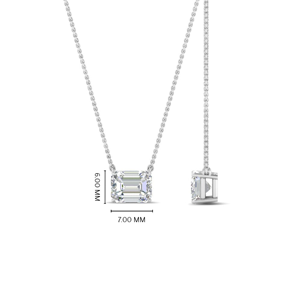Emerald Cut East West Solitaire Pendant