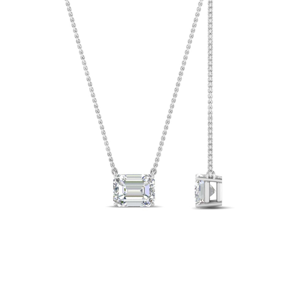 Emerald Cut East West Solitaire Pendant