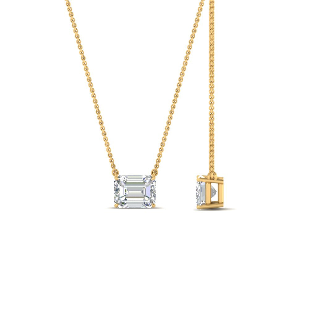 Emerald Cut East West Solitaire Pendant