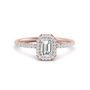 Emerald Cut Halo Petite Engagement Ring