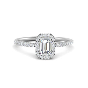 Emerald Cut Halo Petite Engagement Ring