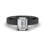 Load image into Gallery viewer, emerald-cut-diamond-solitaire-ring-with-ribbed-band-detail-in-black-gold-fdenr11663emsleep-nl-bg