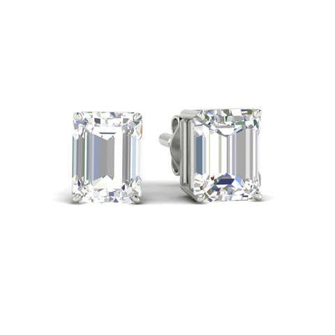 IGI Certified Emerald Cut Diamond Solitaire Stud Earrings