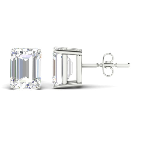 IGI Certified Emerald Cut Diamond Solitaire Stud Earrings
