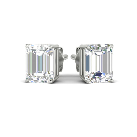 IGI Certified Emerald Cut Diamond Solitaire Stud Earrings