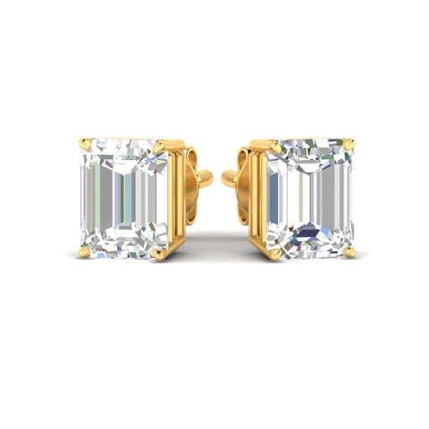 IGI Certified Emerald Cut Diamond Solitaire Stud Earrings