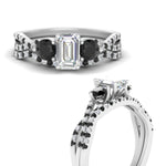 Load image into Gallery viewer, emerald-cut-diamond-twisted-floral-prong-black-diamond-wedding-set-white-gold-FD10257EMGBLACK-ANGLE3-NL-WG?v=1756359976
