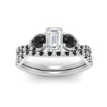 Load image into Gallery viewer, emerald-cut-diamond-twisted-floral-prong-black-diamond-wedding-set-white-gold-FD10257EMGBLACK-ANGLE5-NL-WG?v=1756359975
