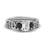 Load image into Gallery viewer, emerald-cut-diamond-twisted-floral-prong-black-diamond-wedding-set-white-gold-FD10257EMGBLACK-NL-WG_50a6c260-fccf-43f3-a3ca-348632eedb97?v=1756360118

