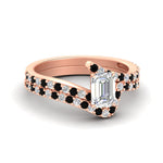 Load image into Gallery viewer, emerald-cut-diamond-wedding-ring-set-with-black-diamond-in-FDENS3007EMGBLACK-NL-RG
