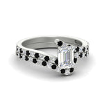 Load image into Gallery viewer, emerald-cut-diamond-wedding-ring-set-with-black-diamond-in-FDENS3007EMGBLACK-NL-WG
