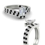 Load image into Gallery viewer, emerald-cut-diamond-wedding-ring-set-with-black-diamond-in-FDENS3007EMGBLACK-NL-WG
