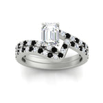 Load image into Gallery viewer, emerald-cut-diamond-wedding-ring-set-with-black-diamond-in-FDENS3007EMGBLACK-NL-WG
