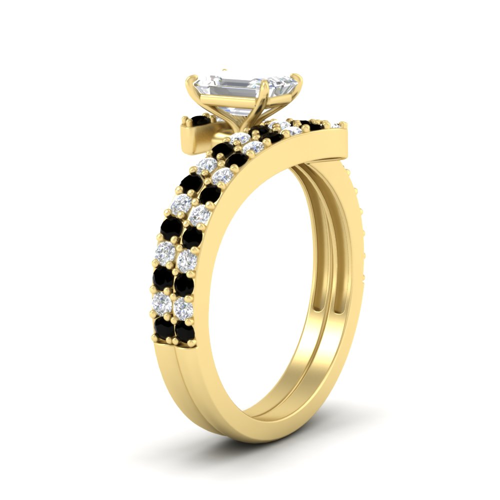 emerald-cut-diamond-wedding-ring-set-with-black-diamond-in-FDENS3007EMGBLACK-NL-YG