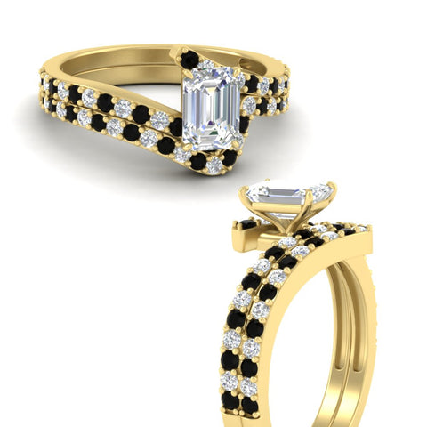 emerald-cut-diamond-wedding-ring-set-with-black-diamond-in-FDENS3007EMGBLACK-NL-YG