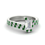 Load image into Gallery viewer, emerald-cut-diamond-wedding-ring-set-with-emerald-in-FDENS3007EMGEMGR-NL-WG
