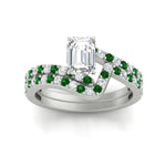Load image into Gallery viewer, emerald-cut-diamond-wedding-ring-set-with-emerald-in-FDENS3007EMGEMGR-NL-WG
