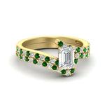 Load image into Gallery viewer, emerald-cut-diamond-wedding-ring-set-with-emerald-in-FDENS3007EMGEMGR-NL-YG
