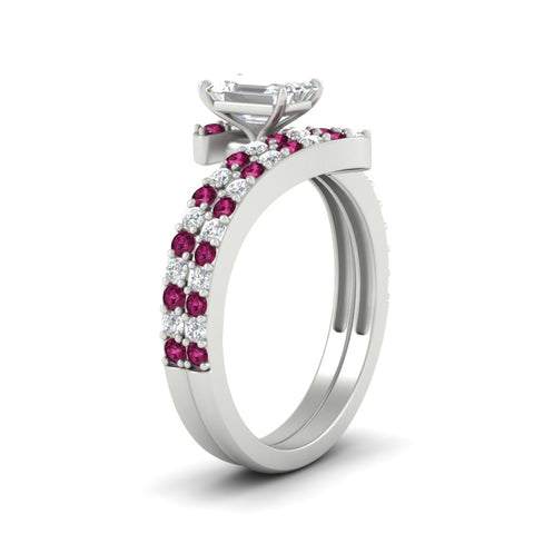emerald-cut-diamond-wedding-ring-set-with-pink-sapphire-in-FDENS3007EMGSADRPI-NL-WG