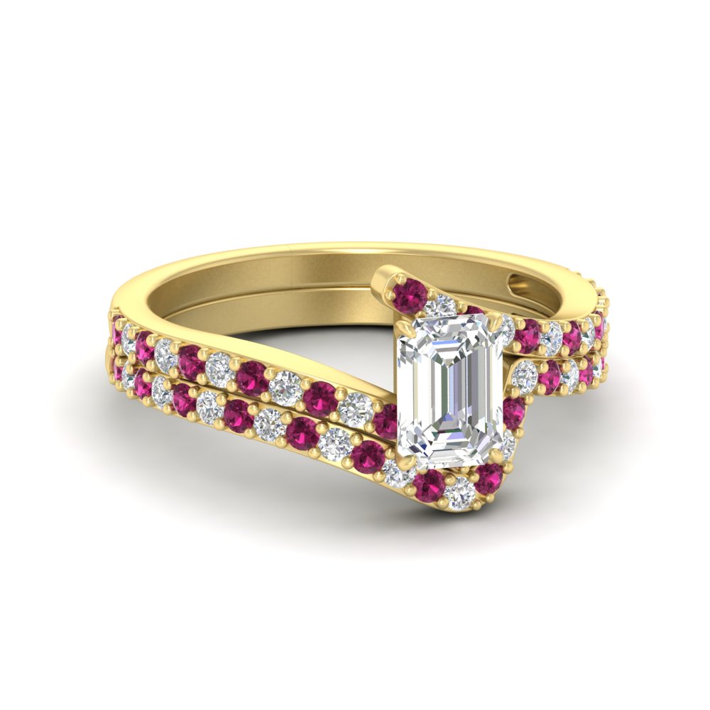 emerald-cut-diamond-wedding-ring-set-with-pink-sapphire-in-FDENS3007EMGSADRPI-NL-YG