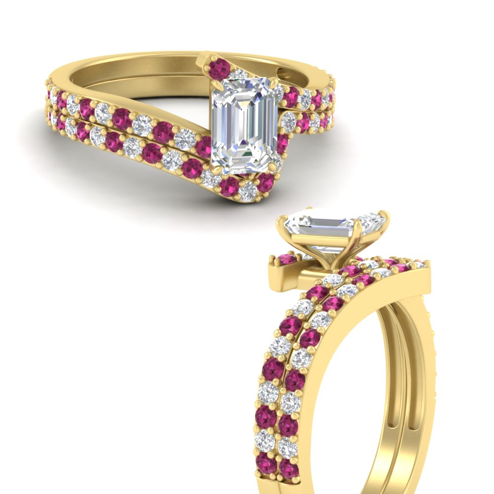 emerald-cut-diamond-wedding-ring-set-with-pink-sapphire-in-FDENS3007EMGSADRPI-NL-YG