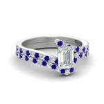 Load image into Gallery viewer, emerald-cut-diamond-wedding-ring-set-with-sapphire-in-FDENS3007EMGSABL-NL-WG

