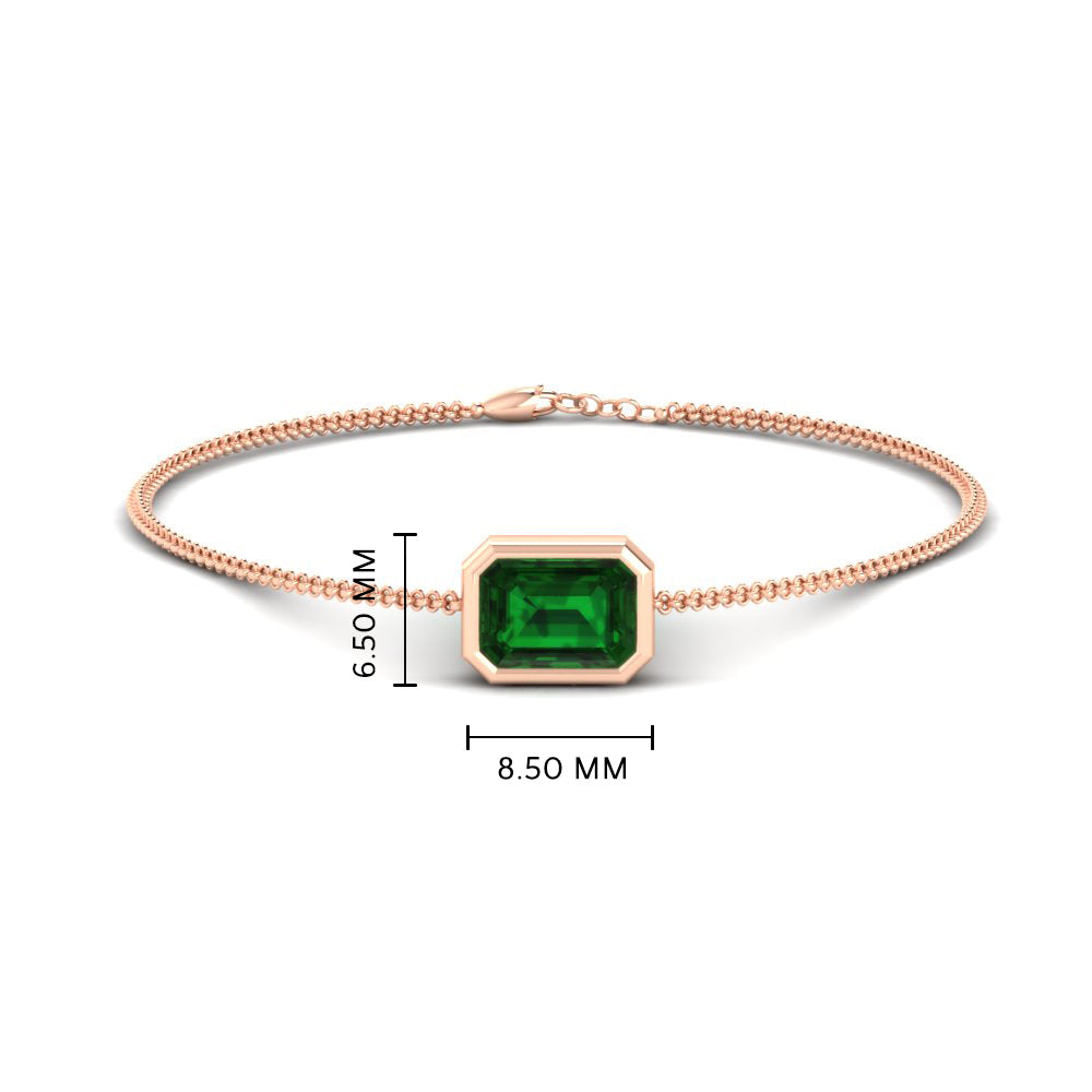 1 Carat Bezel Set Emerald Chain Bracelet