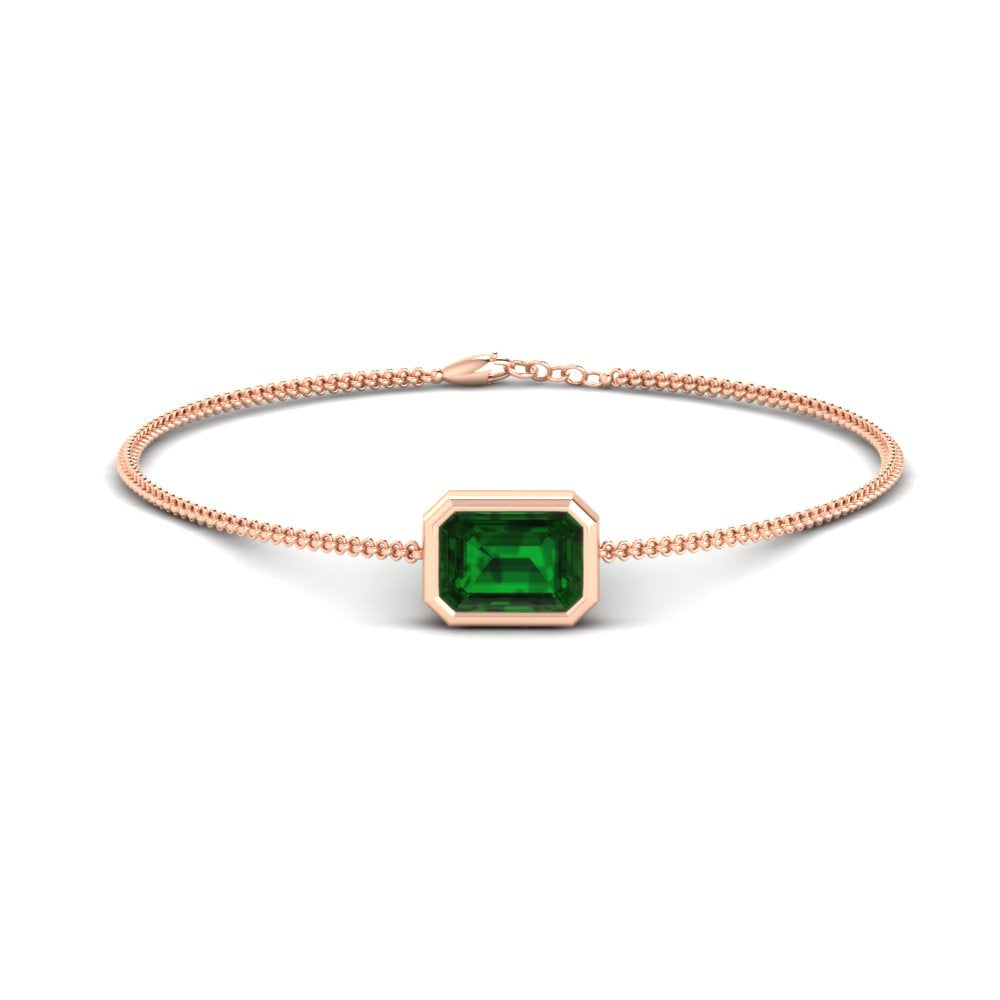 1 Carat Bezel Set Emerald Chain Bracelet