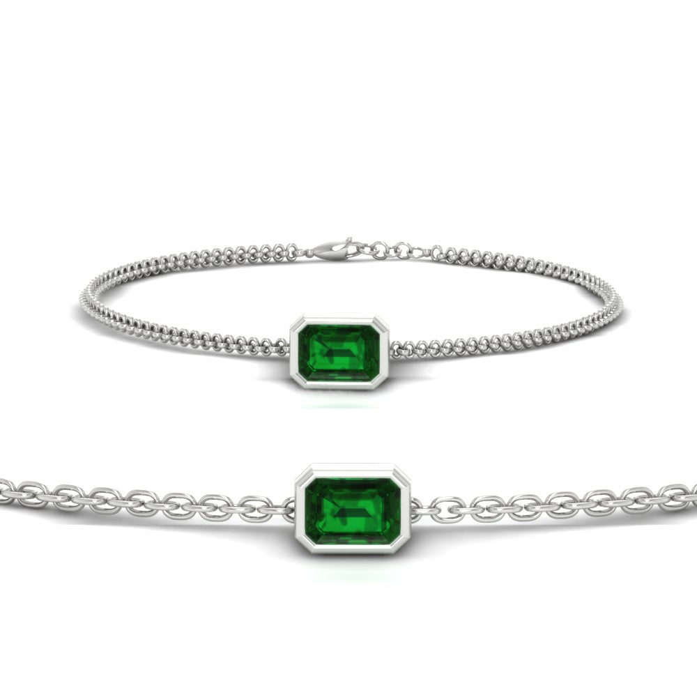 1 Carat Bezel Set Emerald Chain Bracelet