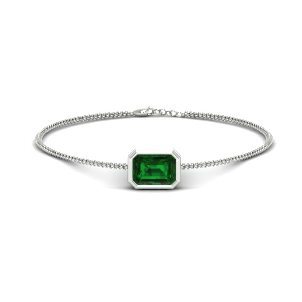 1 Carat Bezel Set Emerald Chain Bracelet