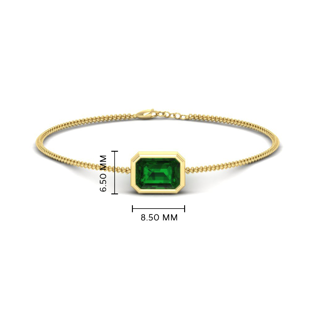 1 Carat Bezel Set Emerald Chain Bracelet
