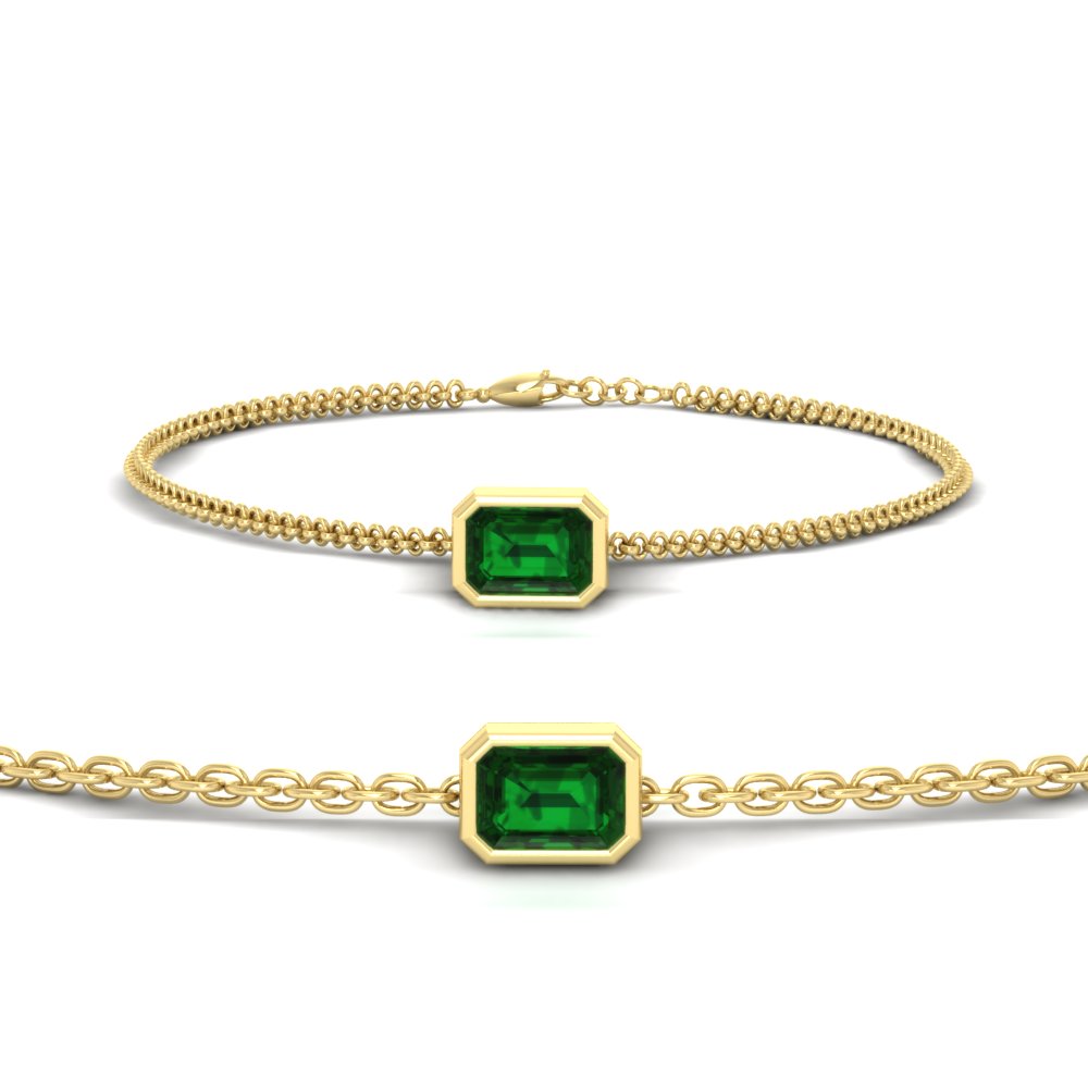 1 Carat Bezel Set Emerald Chain Bracelet